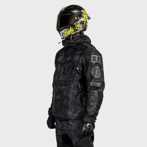 Ride Rich Concord Armoured GP Anorak Motorcycle Jacket - Black / Camo